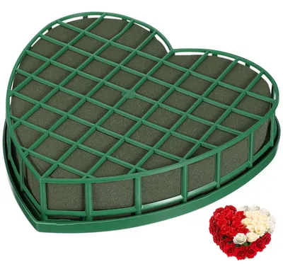 Productafbeelding van Vers bloemenschuim - Hartvormig - Voor bloemstukken en bloemdecoratie - 21 x 20 x 3 cm - Groen