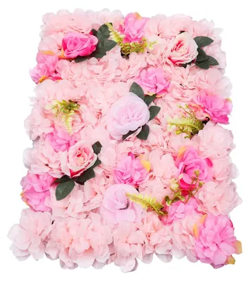 Produktbild von Künstliche Blumenwand - Wandpaneel Hintergrund - 12er Set - 60 x 14,6 cm - Wandmontage - Kunststoff - Für Hochzeit & Party - Pink