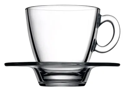 Produktbild von Pasabahce Aqua 12 ks šálka na kávu z čajového skla 215 ml podšálka na kávu sklo s rukoväťou