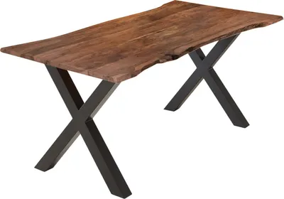 Produktbild von Esstisch Akazie nussbaumfarben 240 x 100 cm X-Gestell schwarz YVONNE