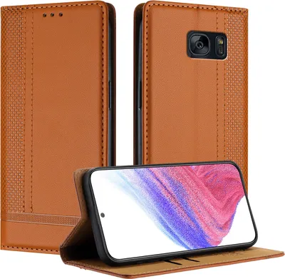 Produktbild von Handyhülle für Samsung Galaxy S7 Leder Flip Klappbare Schutzhülle mit Standfunktion Braun