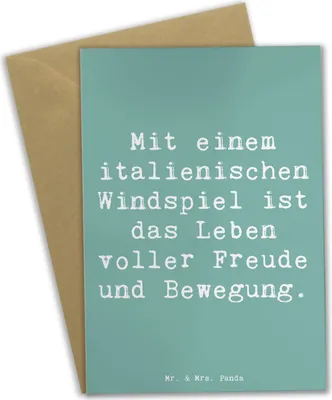 Produktbild von Mr. & Mrs. Panda Glückwunschkarte Spruch Italienisches Windspiel Glück - Meeresbrise - Geschenk, Hunderasse, Hunderassen, treuer Begleiter, einladungskarten, Familienhund