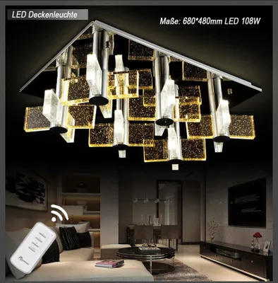 Image de Plafonnier LED cristal 1681 68x48 cm avec télécommande Couleur de lumière commutable séparément A+