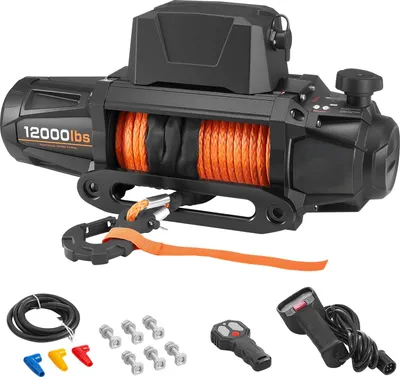 Obrázok produktu pre Elektrický navijak SucceBuy, 5400 kg, 12 V DC, syntetické lano Φ9,5 mm x 28 m, bezdrôtový + s káblom, IP68, vhodný pre terénne vozidlá, džípy, prívesy