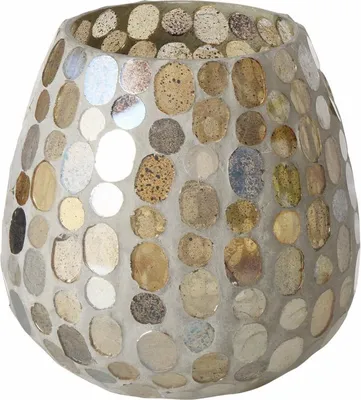 Produktbild von Boltze KEMIS Windlicht aus Mosaik im Farbmix braun beige, 13,5cm hoch