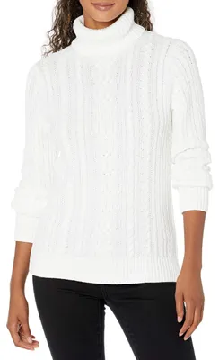 Produktbild von A. Essentials Damen Leichter Rollkragenpullover mit Zopfmuster aus Baumwolle, We