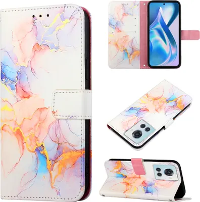 Produktbild von OnePlus Ace Hülle, Marmor Motiv Kunstleder Tasche Wallet Kartenfächer mit Standfunktion Klapp Schutzhülle für OnePlus Ace 5G Bunt