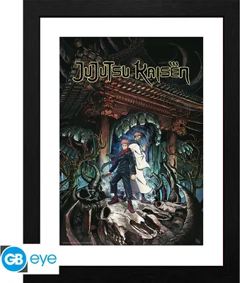 Zdjęcie produktu dla Druk artystyczny Jujutsu Kaisen z ramką: Itadori & Sukuna (30 x 40 cm)
