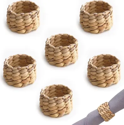 Produktbild von Gewebte Serviettenringe - handgefertigt - 6 Stück - 5 x 4 cm