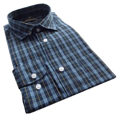 Produktbild von Freizeit Hemd Herren, kariertes Hemd langarm - 8111 ; navy , 2XL