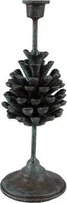 Produktbild von Clayre & Eef Kerzenständer Tannenzapfen 27 cm Grün Eisen