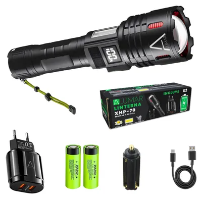 LED-Taschenlampe XHP70.2, wiederaufladbar, 8 Modi, magnetisch, wasserdicht