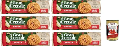 Produktbild von 6x Mulino bianco Gran Cereale frutta, Frucht Kekse, voller Ballaststoffe 250g + Italian Gourmet polpa 400g