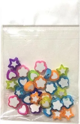Produktbild von 25 Loom Beads für Loom Gummibänder / Herze + Sterne + Blumen