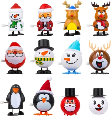 Productafbeelding van Opwindspeelgoed voor kinderen - Set van 12 - Kerstuurwerk - Speelgoedset - Opwinden - Pinguïn - Kerstman - Rendier