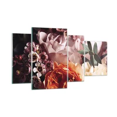 Produktbild von Bilder auf glas - 4 Teile - Blumen Getreide Rosen - 120x70cm - Glasbilder - Wandbilder - Bilder - zum Aufhängen bereit - Wanddekoration aus Glas - Glas Bilder - Wandbild auf Glas - GDL120x70-4692