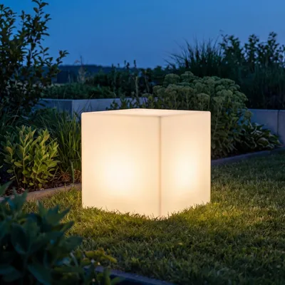 Obrázek produktu pro Solární stojací lampa LED venkovní se stmívačem IP65 40 cm široká cm bílá čtvercová změna barvy RGBW 50-600 lm