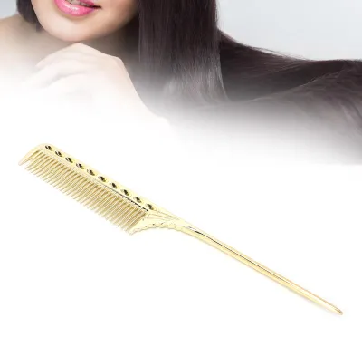 Produktbild von Professioneller Rattenschwanz-Haarkamm, Salon, Friseur, Styling, Friseur, Aluminium, Metallkamm, Gold
