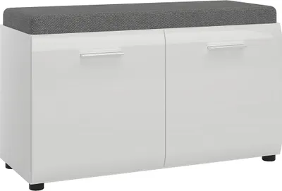 Produktbild von Garderobenbank mit Sitzkissen weiß Hochglanz MALABO-129