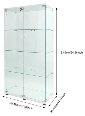 Image de Vitrine – Vitrine en verre – 4 étagères – 2 portes – Éclairage LED – 80,5 x 36,5 x 163,9 cm – Blanc