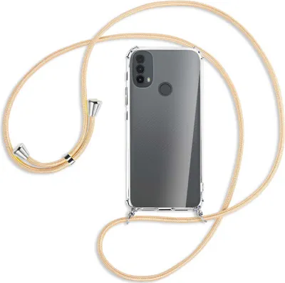 Produktbild von Handykette Backcover-Schutzhülle mit Band (Metall silberfarben) für Motorola Moto E30, Moto E40 - Goldkordel