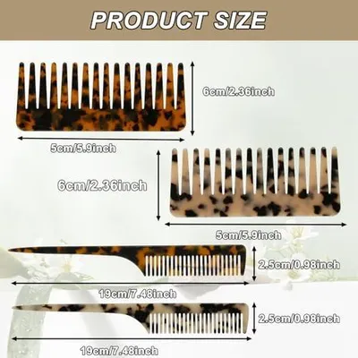 Produktbild von 4er-Set Haarkämme in Schildpattoptik für Haarstyling und präzise Scheitel