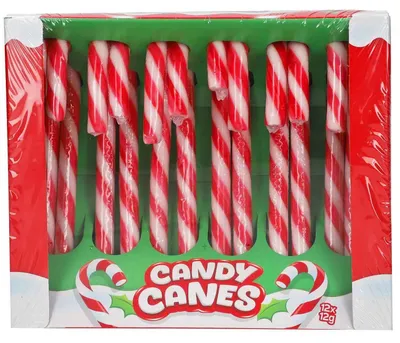 Produktbild von Sweet Flash Candy Canes Zuckerstangen 12cm rot-weiß 12er