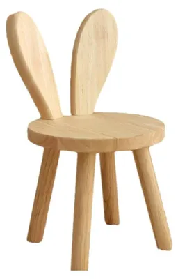 Image de Petit banc en bois avec des oreilles de lapin - Fabriqué en bois massif pour les enfants