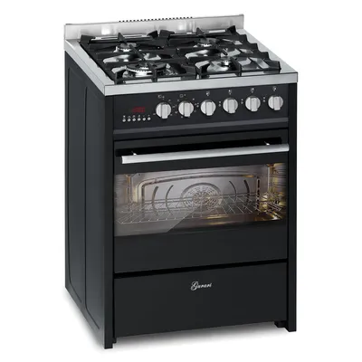 Produktbild von Gurari Gas-Standherd 60 cm Schwarze Gasherd mit Elektrobackofen 60 L Range Coocker GCH E 610 Gas-Elektro-Standherd, Erdgas/Propangas, 4 Kw, WOK