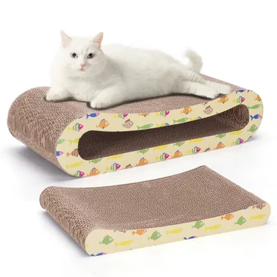 Produktbild von Nobleza Katze Kratzbrett Kratzpappe für Katzen 2 in 1, Katzenkratzer mit Katzenminze, Recycelbar Qualitäts-Pappe Kratzpad 44.5*20*11CM