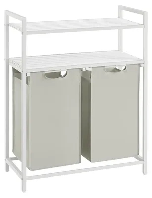 Produktbild von Wäschekorb 2 x 46 l mit Regalen – Wäsche-Organizer – MDF und Stahl – 73 x 33 x 92 cm