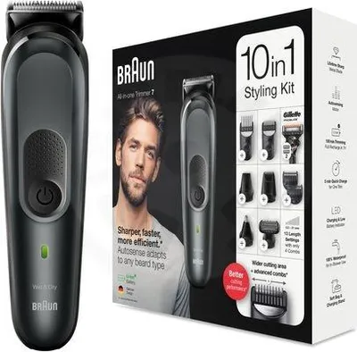 Produktbild von Braun Multifunktionstrimmer MGK 7321 10-in-1 Bart- und Haarschneider, 8 Aufsätze, wasserdicht