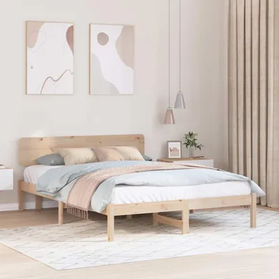 Zdjęcie produktu dla Maison Exclusive – rama łóżka z zagłówkiem Naturalne 160 x 200 cm Lite drewno sosnowe