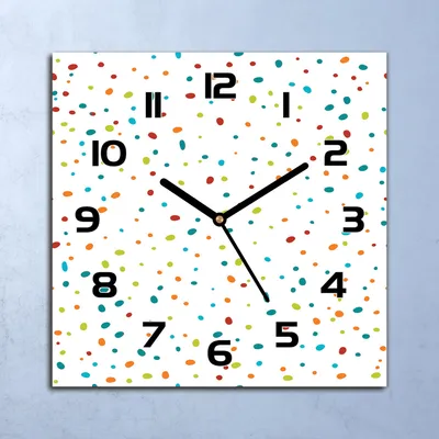 Produktbild von Wanduhr Echt-Glas-Küchenuhr Punkte Farbenfroh Quarz Lautlos 30x30 Deko Bilder