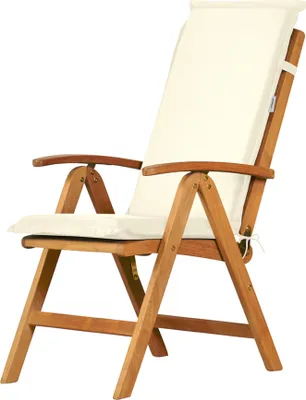 Produktbild von Hochlehnerauflage Gartenstuhl Auflage weiß, Stuhlauflage Recliner als waschbares und UV-beständiges Garten Stuhlkissen