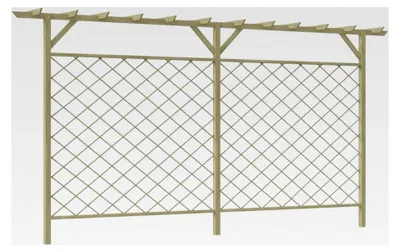 Produktbild von Holzgitterzaun mit Pergola-Oberteil, grün imprägniert, 335 x 200 cm