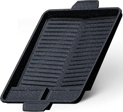 Produktbild von Grillplatte Aufsatz eckig 37x26 cm, antihaftbeschichtete Grillpfanne, BBQ Camping Zubehör
