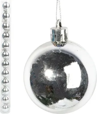Immagine prodotto di Set di 12 baubles in plastica argentata da 6 cm