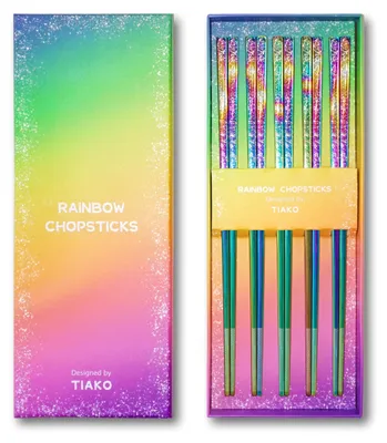 Essstäbchen-Set Regenbogen 5 Paar Edelstahl Antirutsch