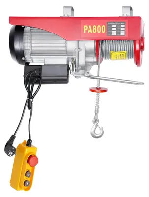 Image de Palan électrique à chaîne, capacité de charge de 800 kg, câble métallique de 12 m, rouge