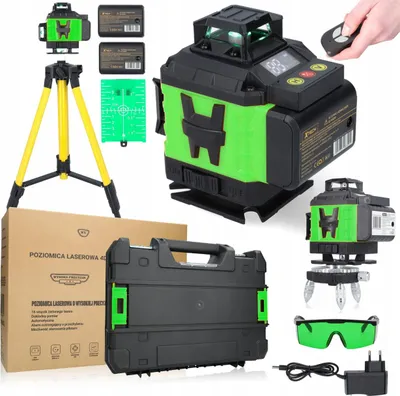 Obrázek produktu pro OKWISH Vodováha 16-liniová s infračerveným laserem, Dobíjecí baterie s dlouhou výdrží, S stativem, Přesný laser pro stěny a podlahy