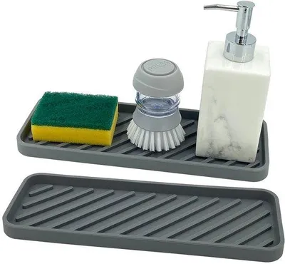 Zdjęcie produktu dla Organizer do zlewu, silikonowy - 30 cm x 11 cm - Organizer kuchenny - Mata do ociekania - Można myć w zmywarce - 2 sztuki