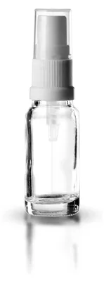 Produktbild von 100 Stück Klarglasflaschen 10 ml mit Pumpzerstäuber und Sprühkopf in Weiß