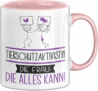 Produktbild von Tierschutzaktivistin Geschenk Tasse Becher Die Frau Die Allen Kann Geschenkidee für eine Tierschutzaktivistin Lustig (Rosa)