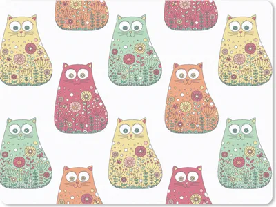 Produktbild von MuchoWow® Mauspad Mousepad Mädchen - Katze - Blumen - Muster - Mädchen - Kinder - Kinder 23x19 cm - Mousepads - Maus Mat - Pad - Mausunterlage - Schreibtischunterlage - Mauspad