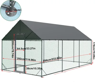Produktbild von Metall-Hühnerstall, geräumig für 20 Hühner, langlebige Eisenstruktur, 2XL