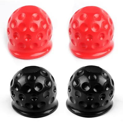 Image de Cache pour crochet d'attelage en caoutchouc, 50 mm, étanche à la poussière et à l'eau, lot de 4, noir et rouge