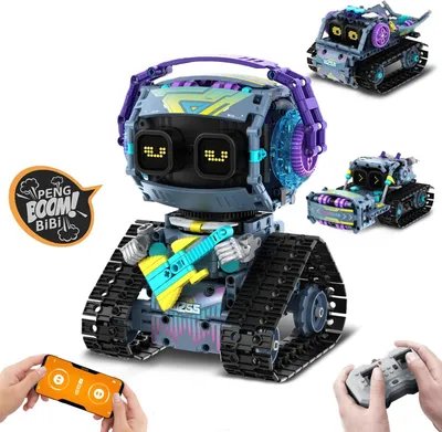 Produktbild von Technik Roboter Kinder Bauspielzeug, Programmierbarer Roboter Bausatz, Ferngesteuerte Robot, 360¡ã-Drehung, STEM Bauspielzeug Jungen Geschenk ab 6-12 Jahre Maedchen Jungen,Schwarz