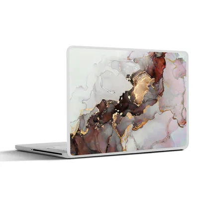 Produktbild von MuchoWow® Laptop Aufkleber Sticker Cover Rot - Marmor - Gold 30x22 cm - Laptop-Sticker