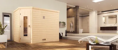 Produktbild von weka Premium-Massivholzsauna 45 mm TURKU 3 HT x B x T x H  x 245 x 195 x 205
